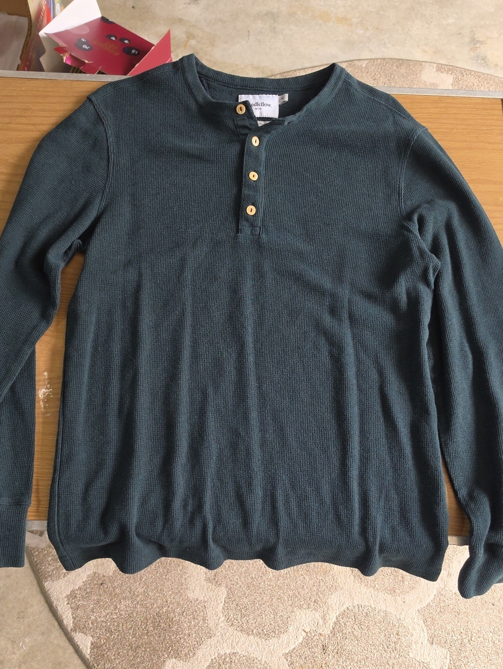 Goodfellow & Co Dark Green Henley Crewneck Sweater